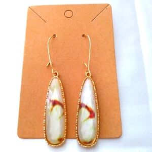 Clearance! #2 New! 18k Gold Plated Marbled Stone Dangle Earrings